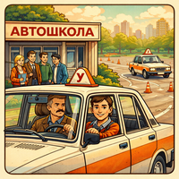 Учебная езда на закате