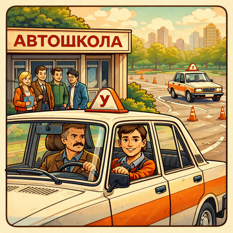 Учебная езда на закате